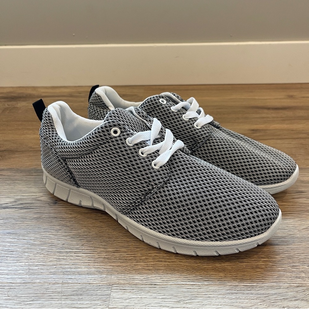 Unsensored Black and White Mesh Sneakers